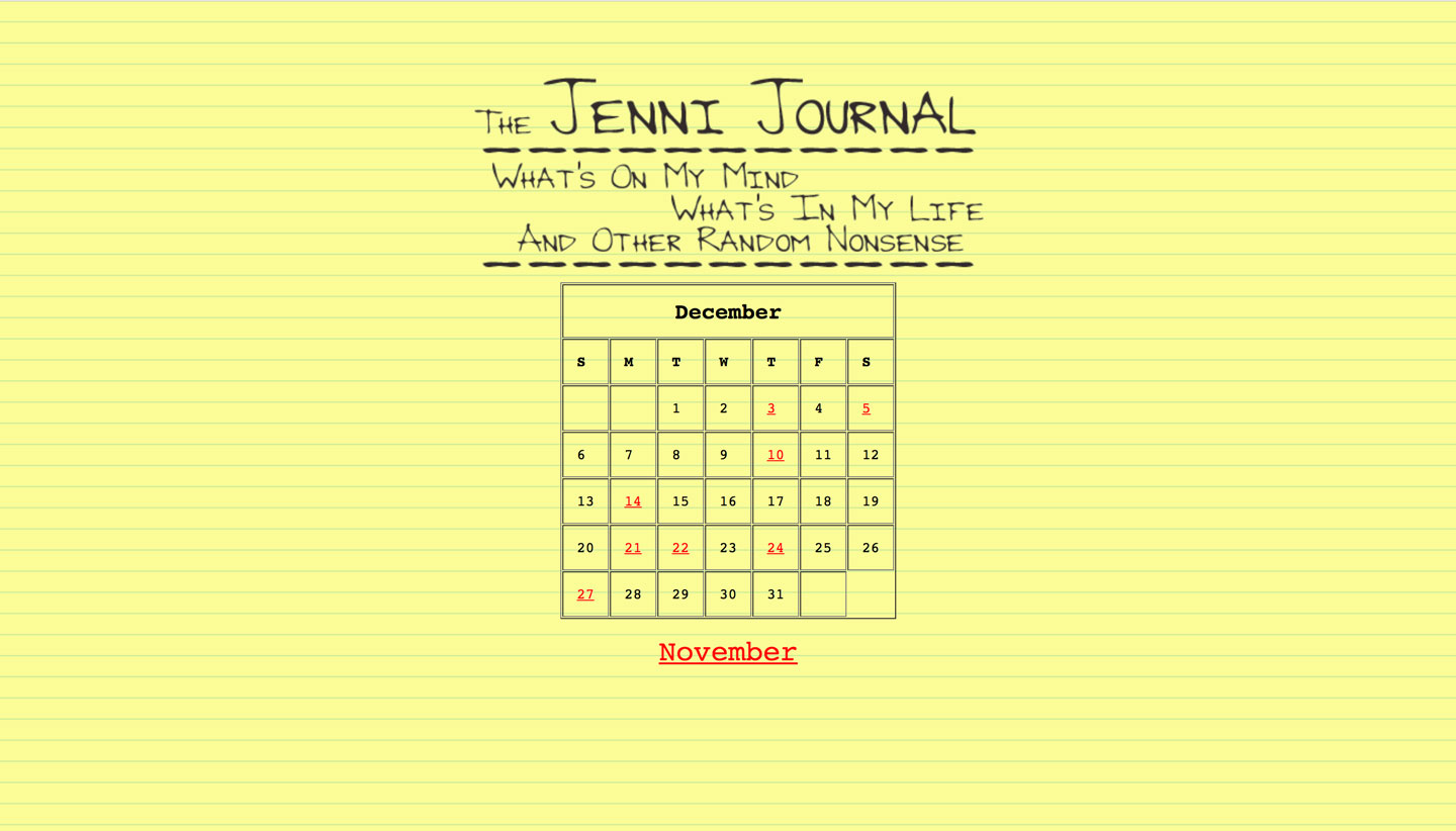 Ringley's journal on JenniCam